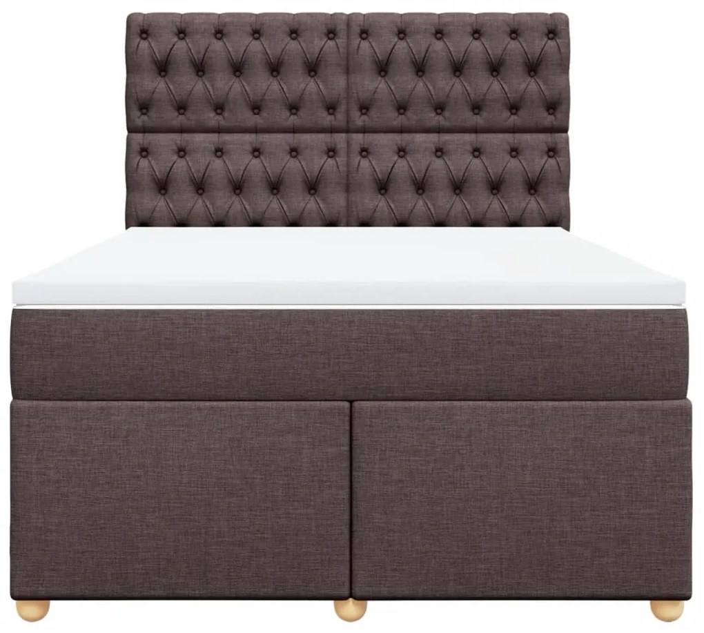 Cama com molas/colchão 160x200 cm tecido castanho-escuro