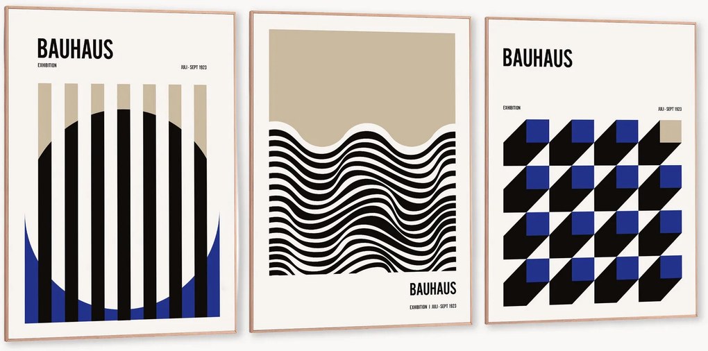 Impressões digitais emolduradas Bauhaus, conjunto de 3