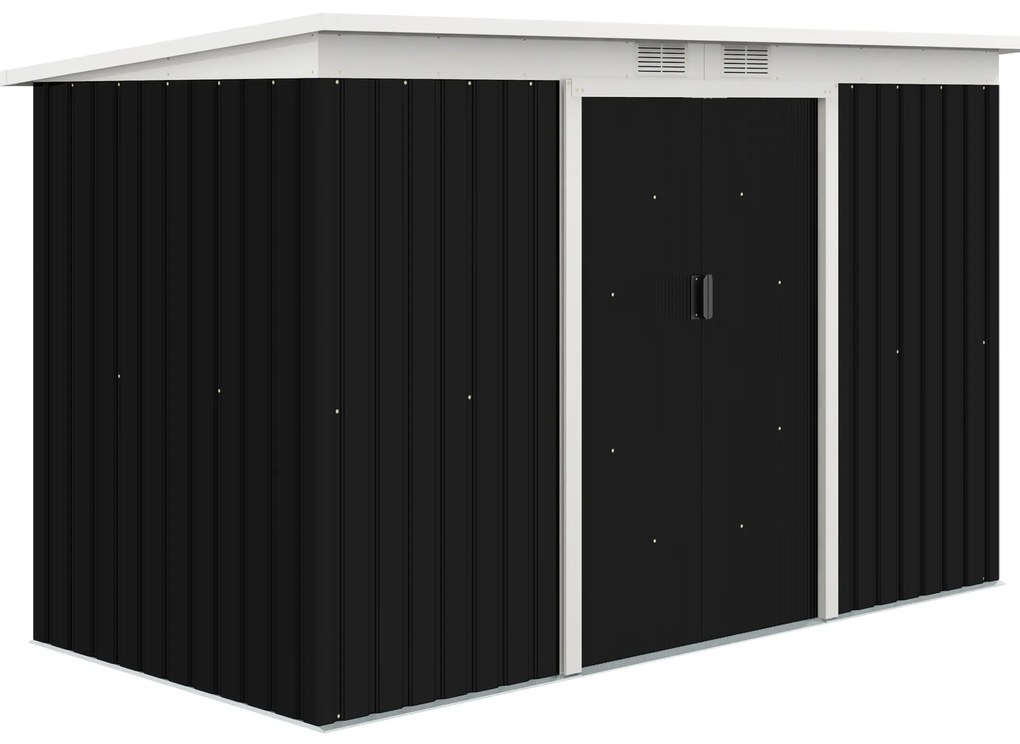 Outsunny Abrigo de Jardim 280x130x172 cm Abrigo de Exterior de Aço Galvanizado com Porta Corredeira e Ventilações Cinza Escuro | Aosom Portugal