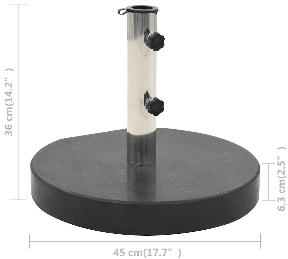 Base de guarda-sol redonda granito 28,5 kg preto