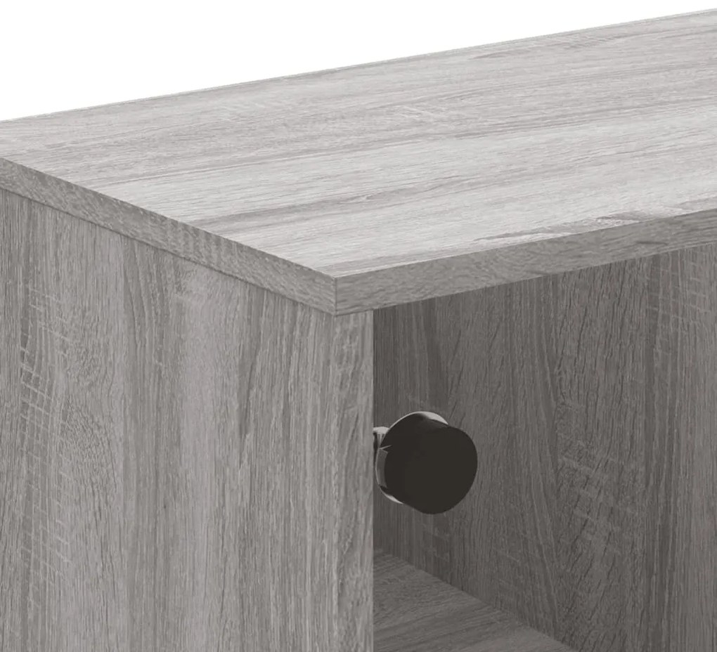 Mesa de centro c/ portas de vidro 68,5x50x50 cm cinza sonoma