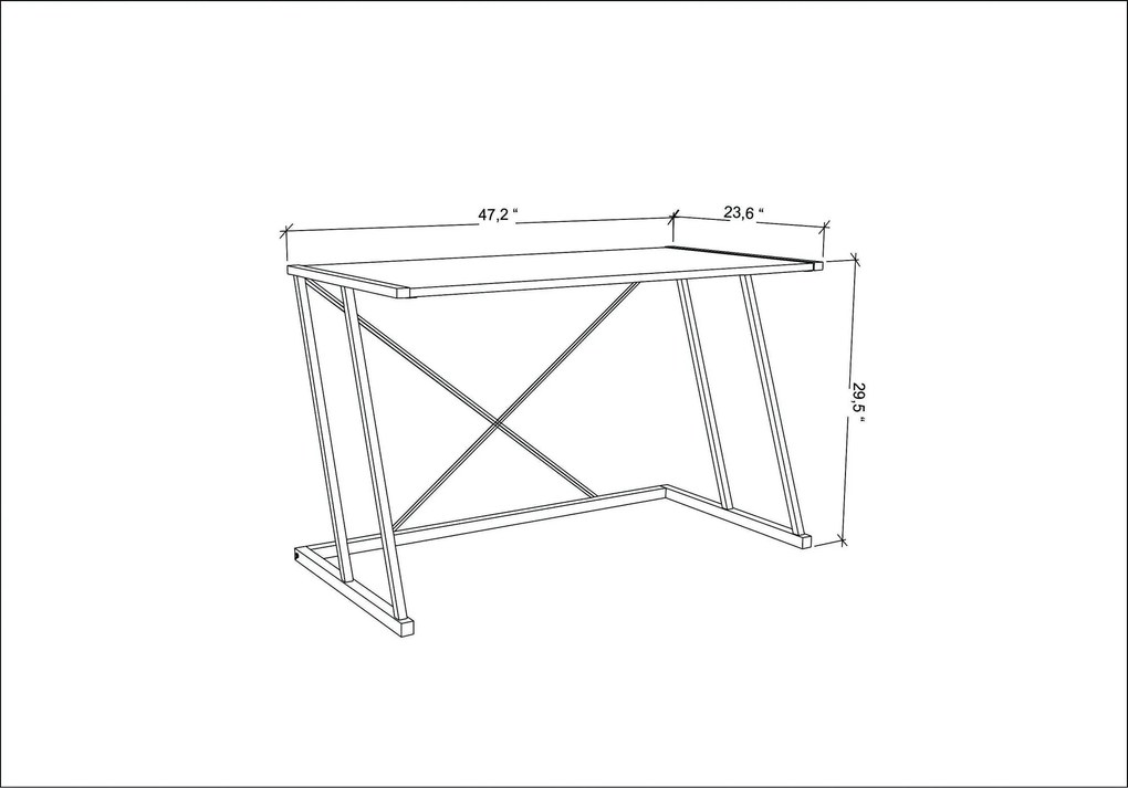 Secretária para Estudo Adelaide – Preto Antracite – 114x60x75 cm
