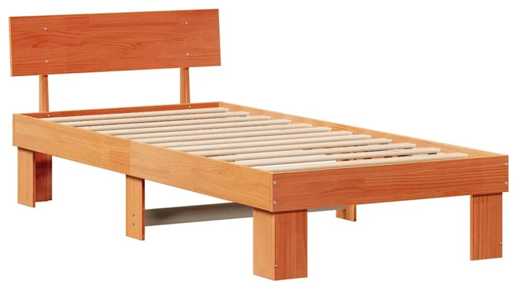 Estrutura da Cama com cabeceira Castanho-mel 80 x 200 cm