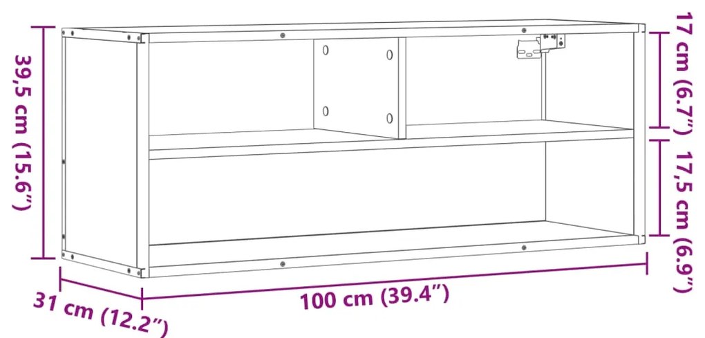 Móvel p/ TV 100x31x39,5 cm deriv. madeira/metal carvalho sonoma