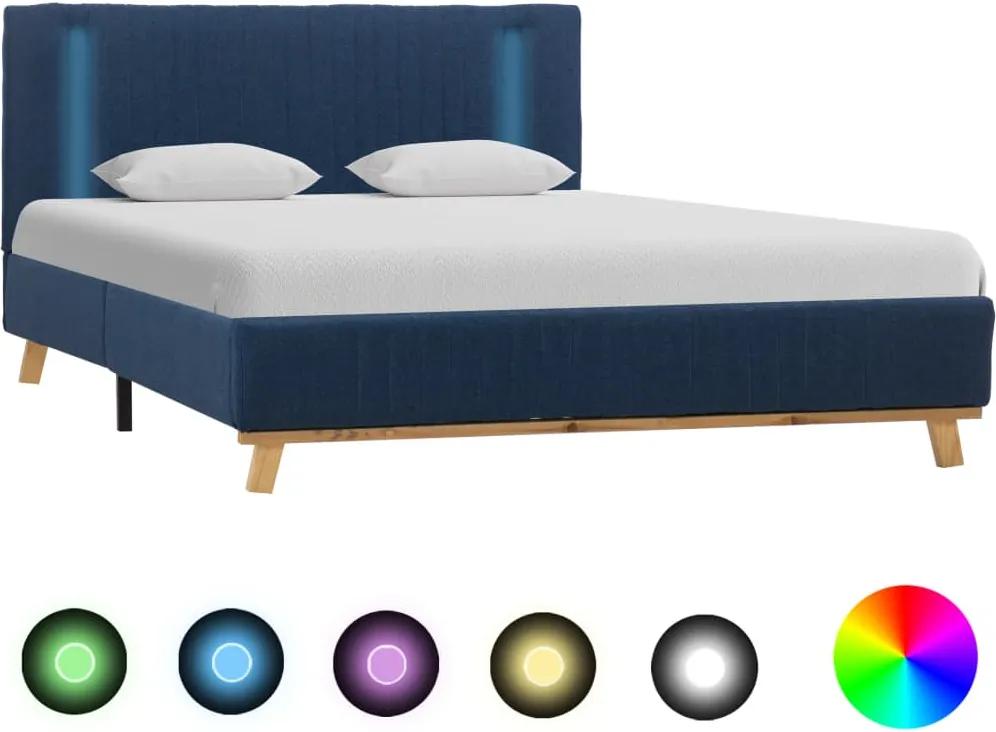 Estrutura de cama com LED em tecido 120x200 cm azul
