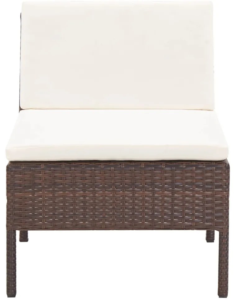 3 pcs conjunto lounge jardim c/ almofadões vime PE castanho