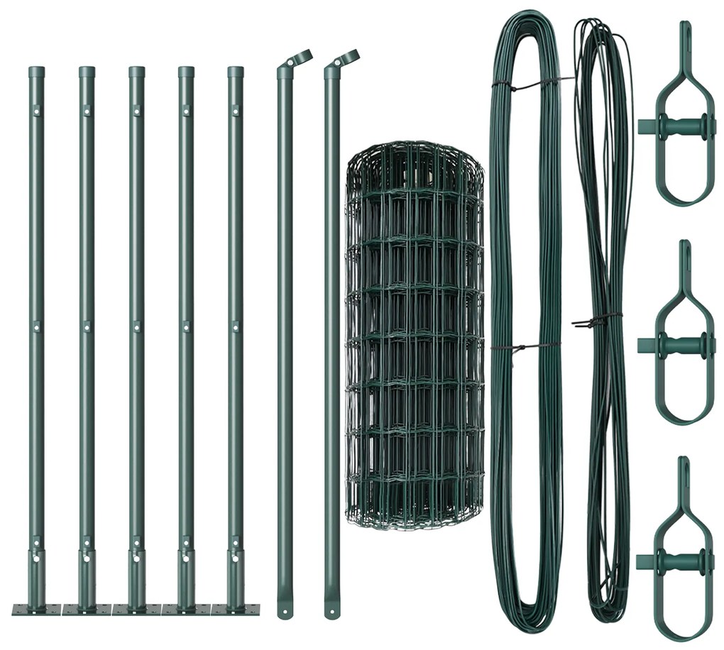 Cerca Euro da com 7 Postes Flangados 0.4x10 m Aço Galvanizado