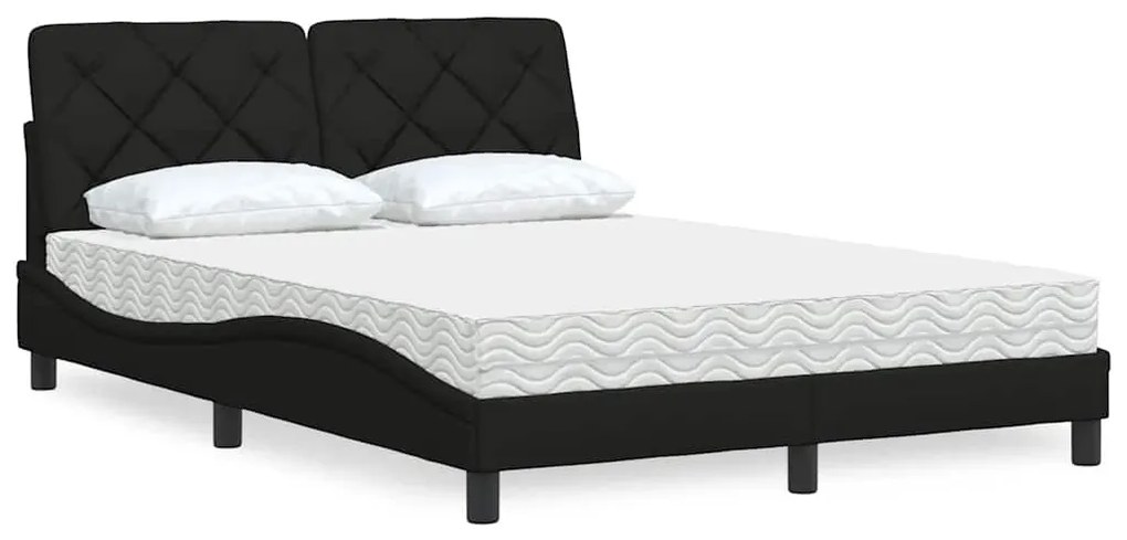 Cama com colchão 140x200 cm tecido preto