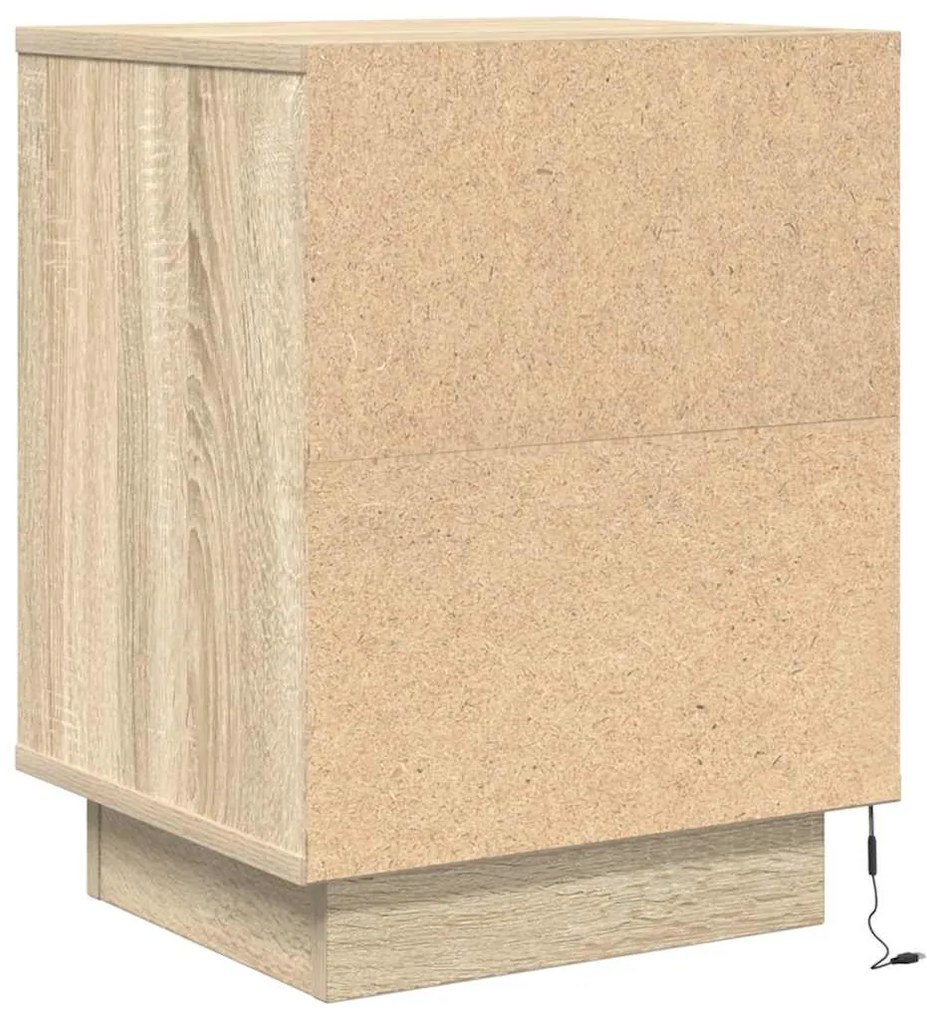 Mesa de cabeceira com luzes LED 38x34x50 cm carvalho sonoma