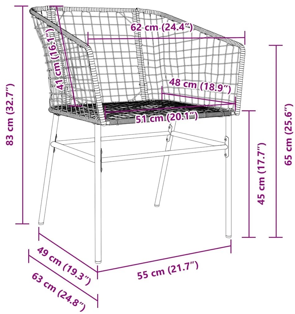 Conjunto de Jantar de Jardim 5 Peças com Rattan Sintético Marrom