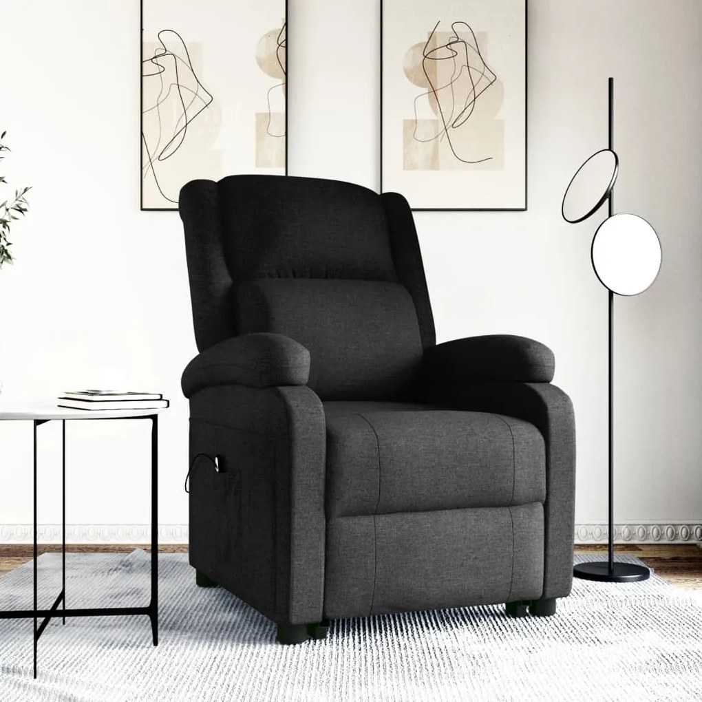 3110971 vidaXL Poltrona elevatória tecido preto