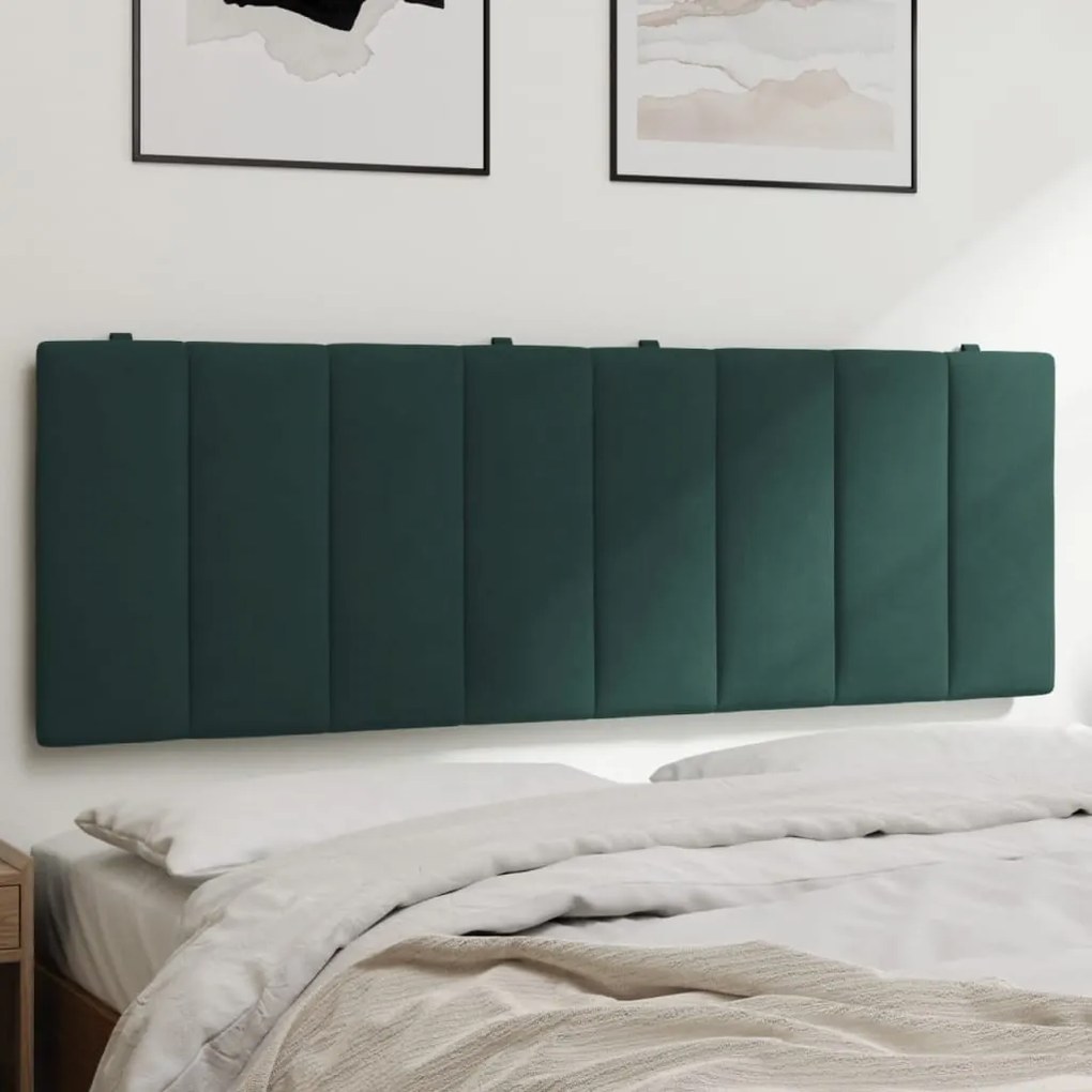 Almofadão de cabeceira 120 cm veludo verde-escuro
