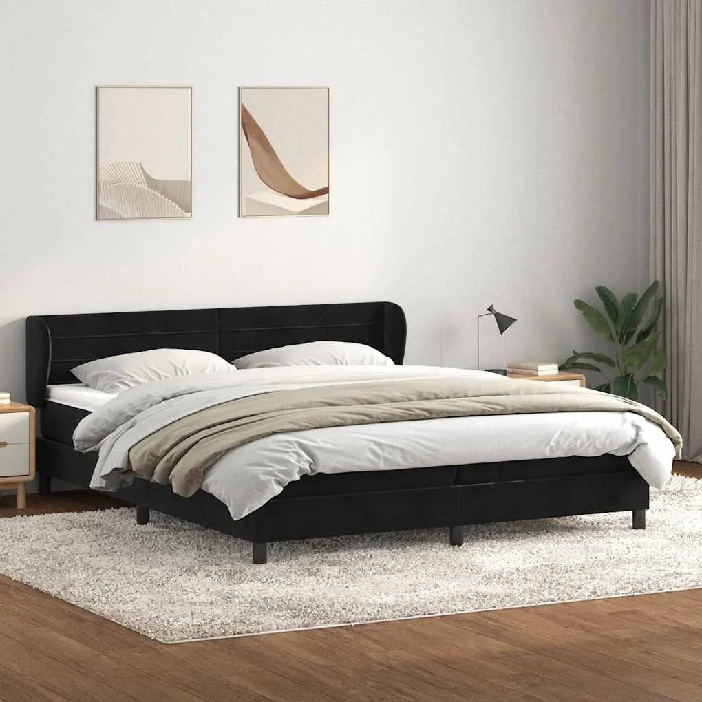 vidaXL Cama com molas/colchões 200x220 cm veludo preto