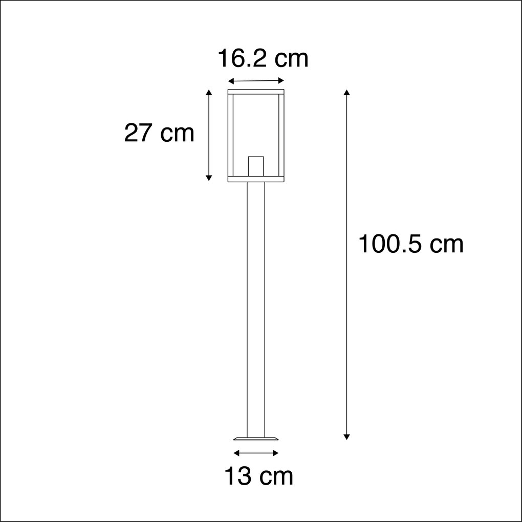Candeeiro de exterior moderno preto com vidro 100,5 cm - Rotterdam Moderno