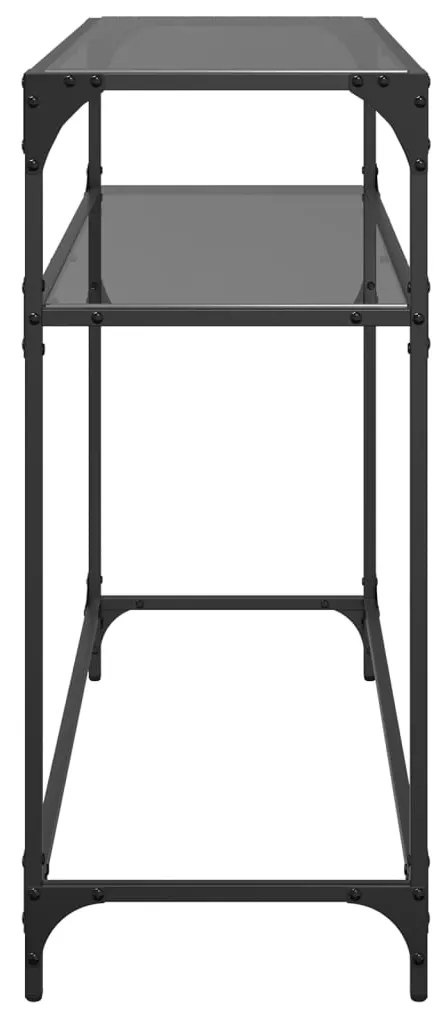 Mesa consola com tampo em vidro preto 98x35x81 cm aço