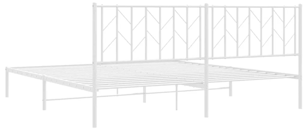 Estrutura de cama com cabeceira 193x203 cm metal branco