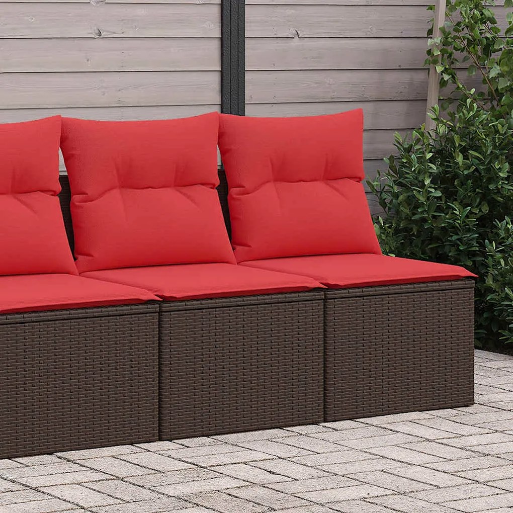 2 pcs conj. sofás jardim c/ almofadões vime PE/acácia castanho