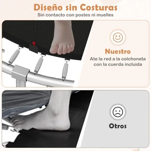 Trampolim exterior Ø305 cm com escada redondo com rede de segurança, cobertura de borda e estrutura metálica Multicolor