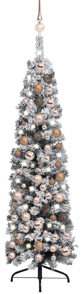 3077856 vidaXL Árvore Natal artificial fina pré-iluminada c/ bolas 150cm verde
