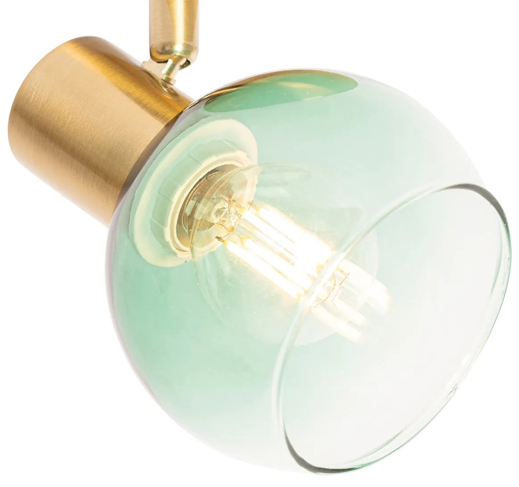 Foco Art Deco dourado com vidro verde - Vidro
