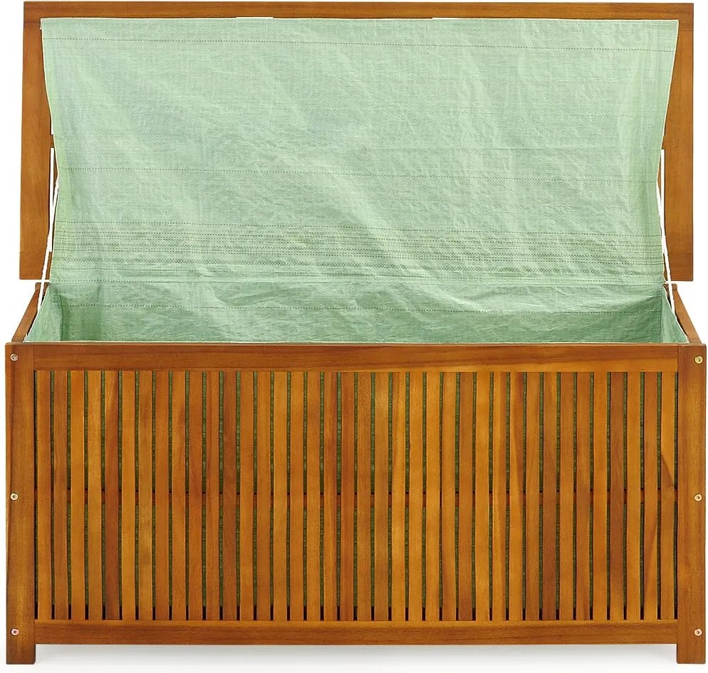 Caixa com tampo e lona interior em madeira de acácia 115 x 50 x 59 cm Castanho