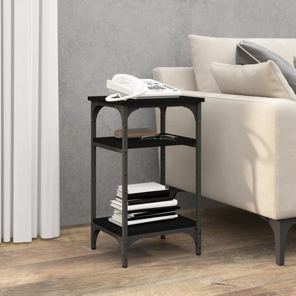 825802 vidaXL Mesa de apoio 35x30x60 cm derivados de madeira preto