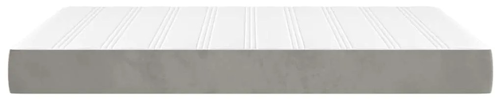 Colchão de molas ensacadas 140x220x20 cm veludo cinza-claro