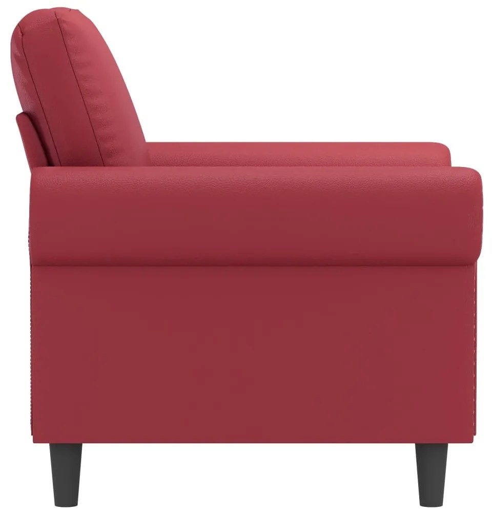 Poltrona 60 cm couro artificial vermelho tinto