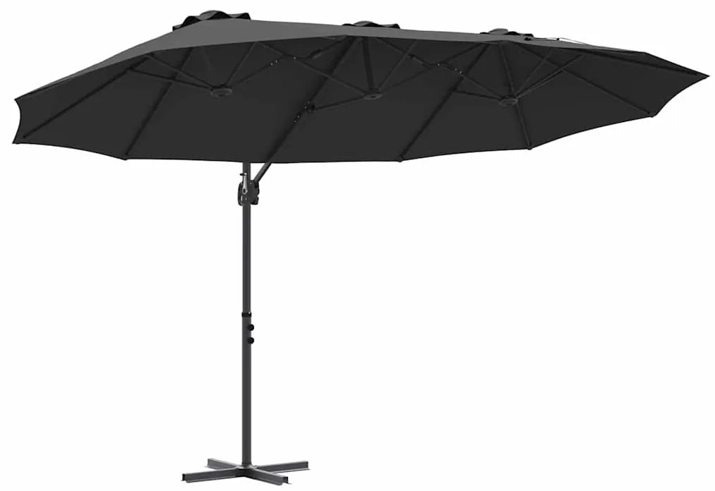 Guarda-sol cantilever de jardim com bloqueio Preto Largo