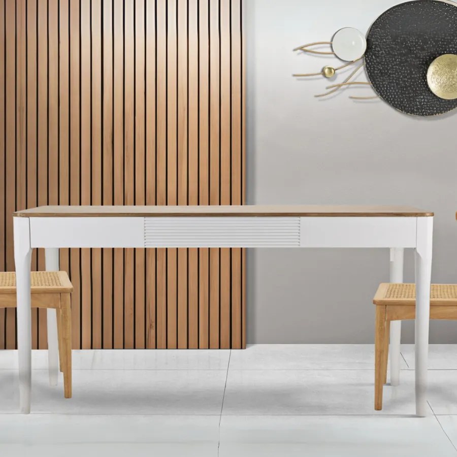 MESA DE JANTAR MATERA 180X90X80 CM BRANCO E CASTANHO