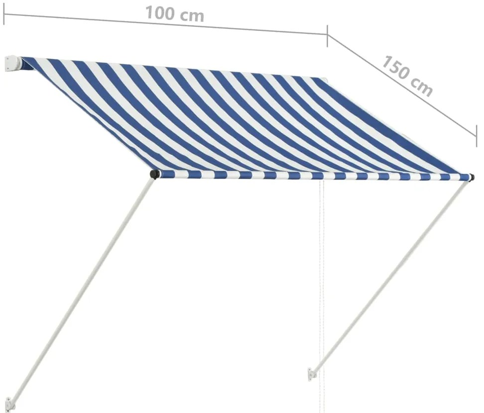 Toldo retrátil 100x150 cm azul e branco
