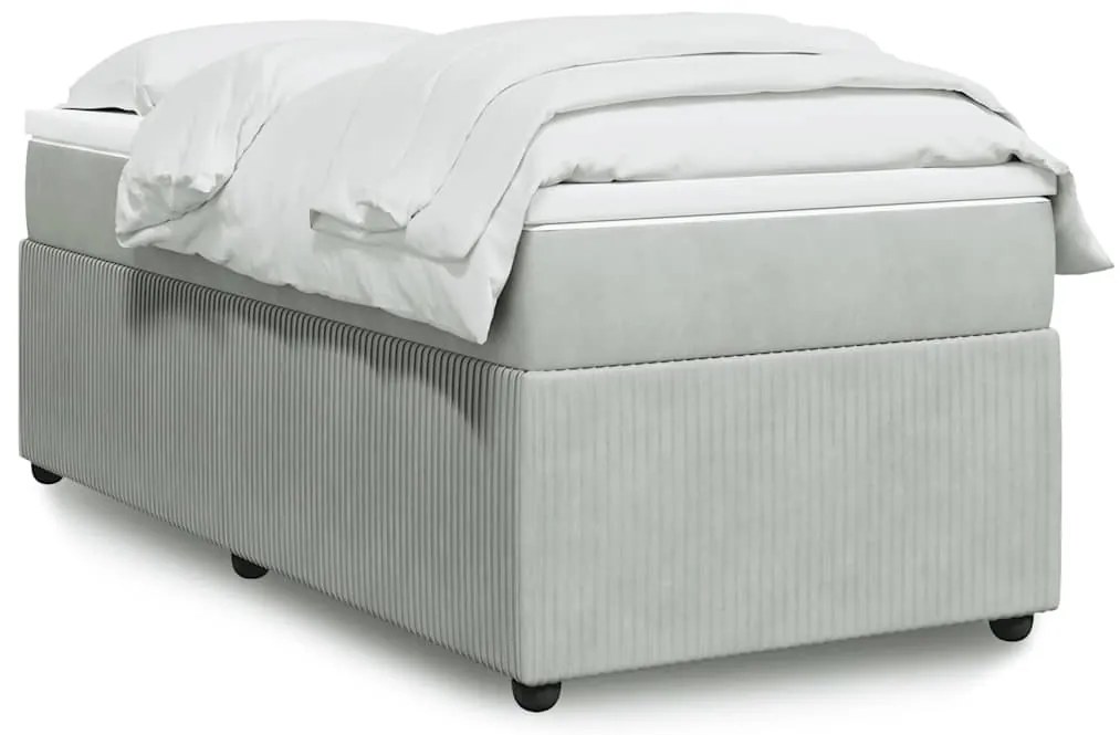 vidaXL Cama com molas/colchão 80x200 cm veludo cinza-claro
