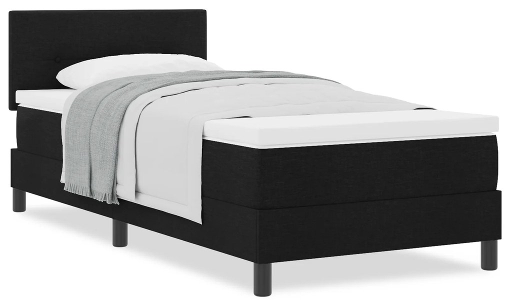Cama Box Spring com Colchão Preta 80x200 cm Tecido