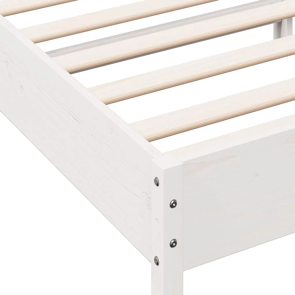 Estrutura de cama com cabeceira 90x200 cm pinho maciço branco