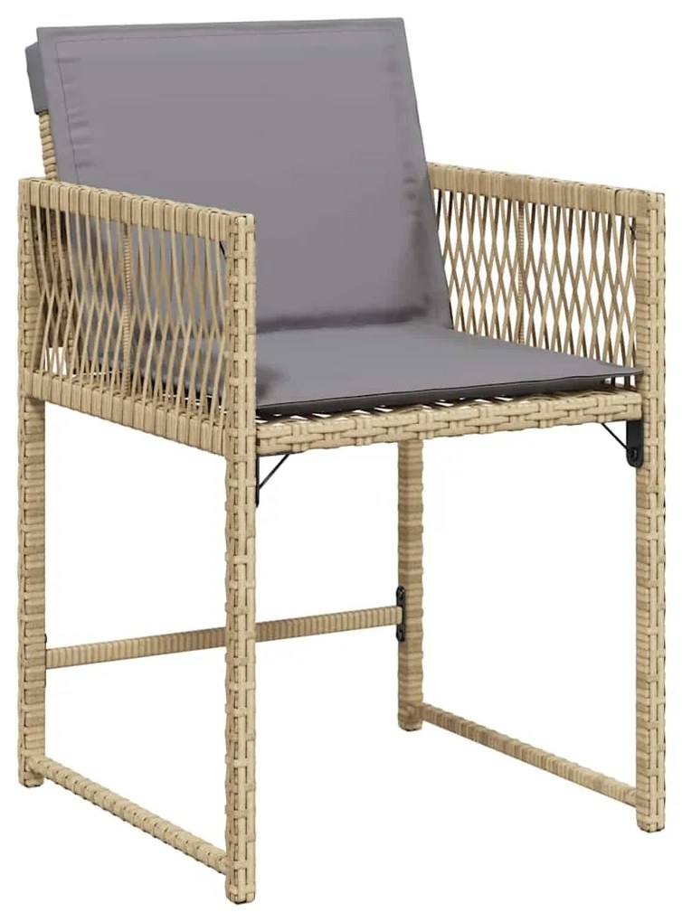 Conjunto de Jantar de Jardim com 5 Peças e Almofadas Bege em Rattan Si