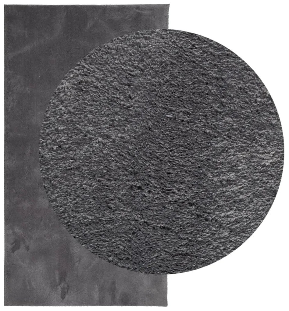 Tapete pelo curto macio e lavável HUARTE 80x150 cm antracite