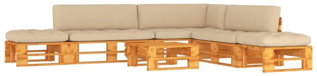 vidaXL 6 pcs conjunto lounge paletes pinho impregnado castanho mel