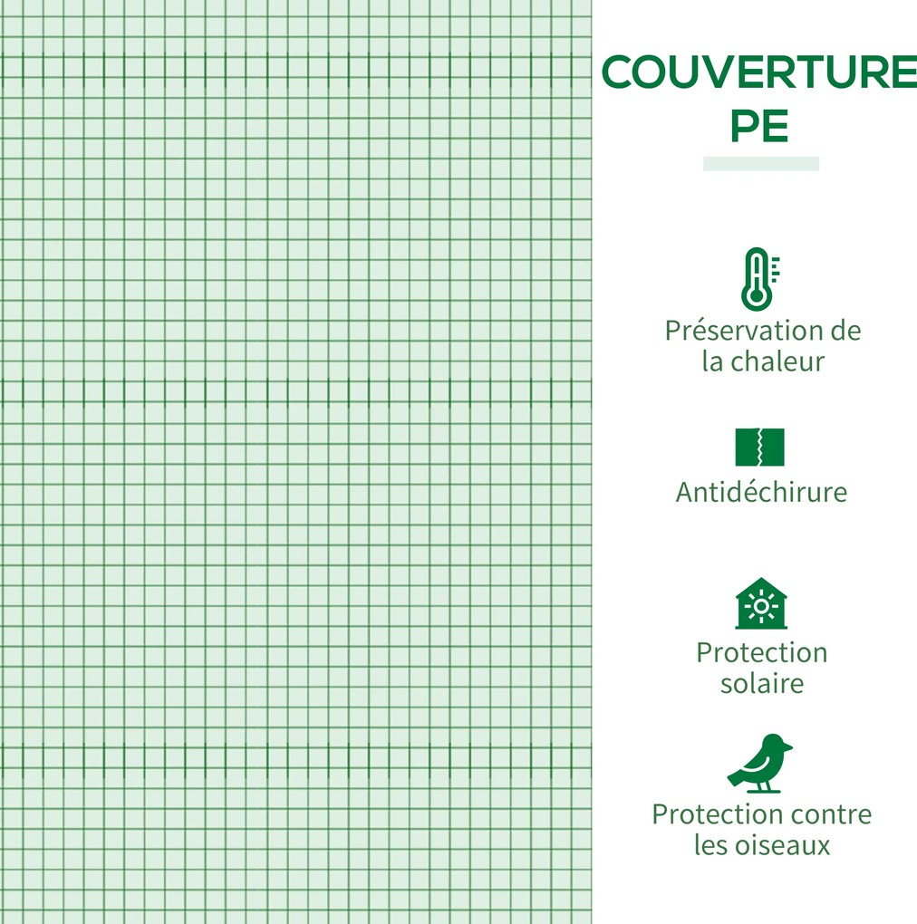 Estufa de jardim com proteção UV, 2 janelas com redes mosquiteiras + barras de reforço, 200 x 77 x 169 cm, aço com revestimento PE verde