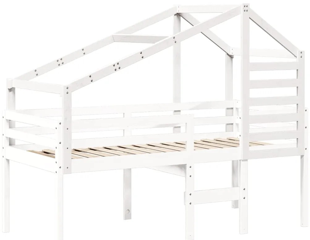 Telhado de cama infantil 198x97x113 cm pinho maciço branco