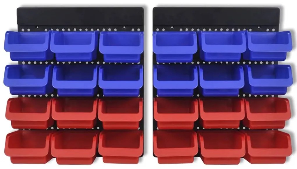 Organizador ferramentas montado na parede, 2 pçs, vermelho & azul