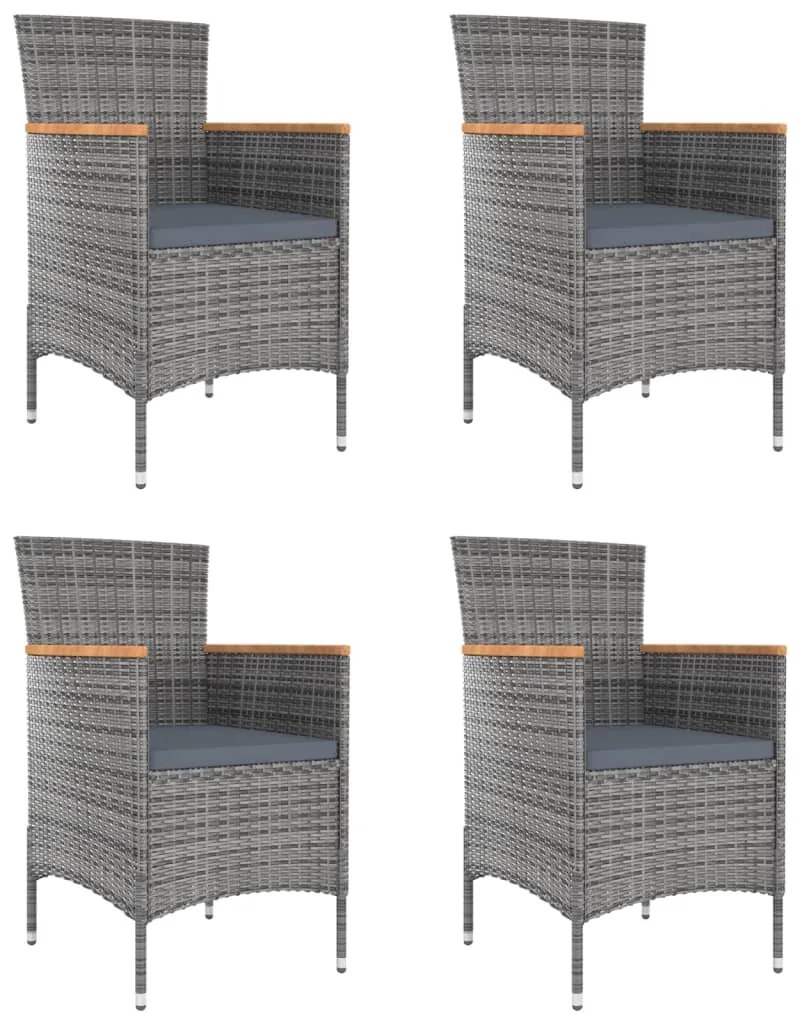 vidaXL Cadeiras de jantar para jardim 4 pcs vime PE cinzento