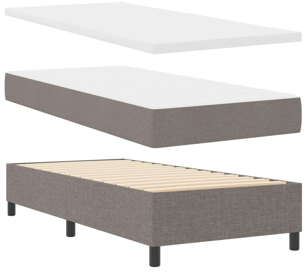 Cama Box com Colchão Taupe 100x200 cm Tecido