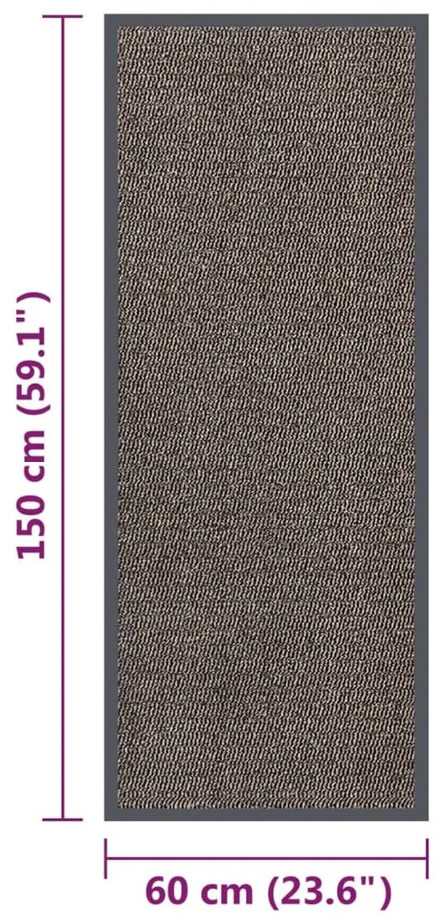 Tapete de entrada tufado 60x150 cm castanho-escuro