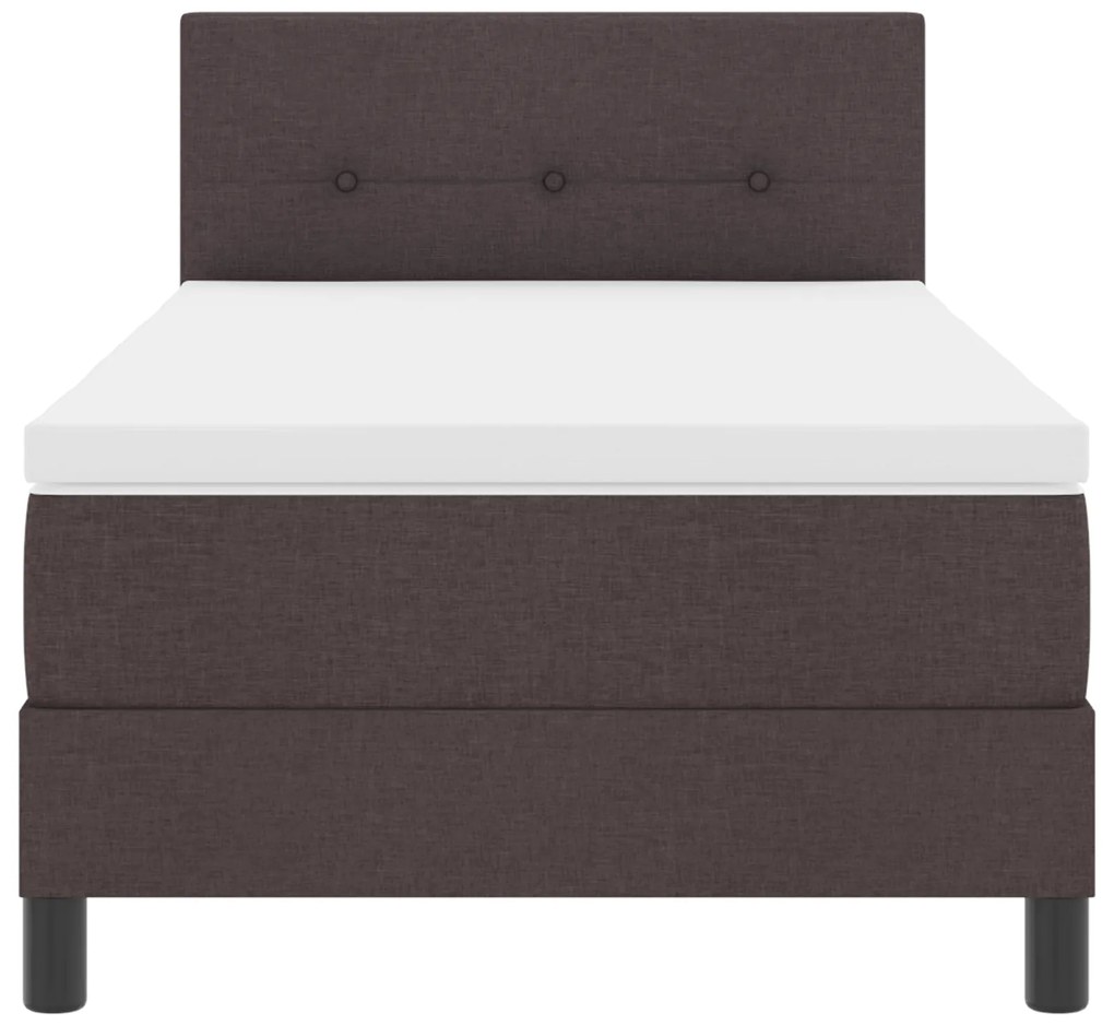 Cama Box com Colchão Castanho Escuro 80x200 cm Tecido