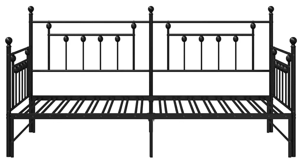 Estrutura de Daybed com Cama Extra VidaXL Preta 90x190 cm Aço