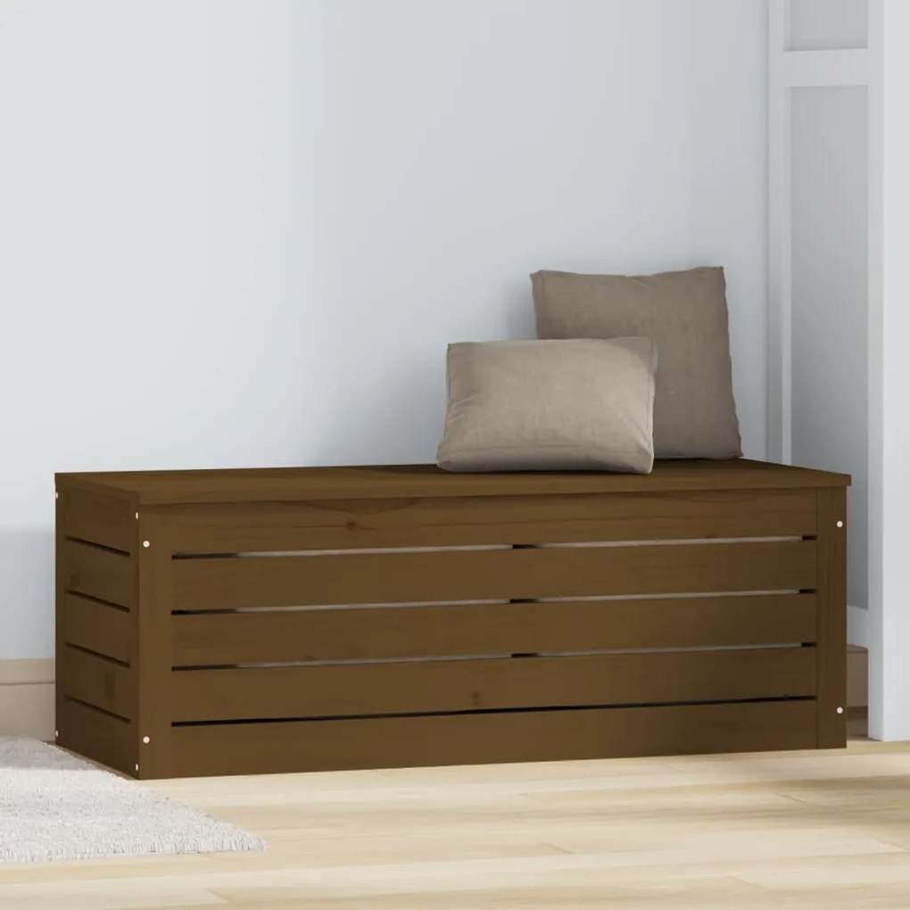 Caixa de arrumação 89x36,5x33 cm pinho maciço castanho mel