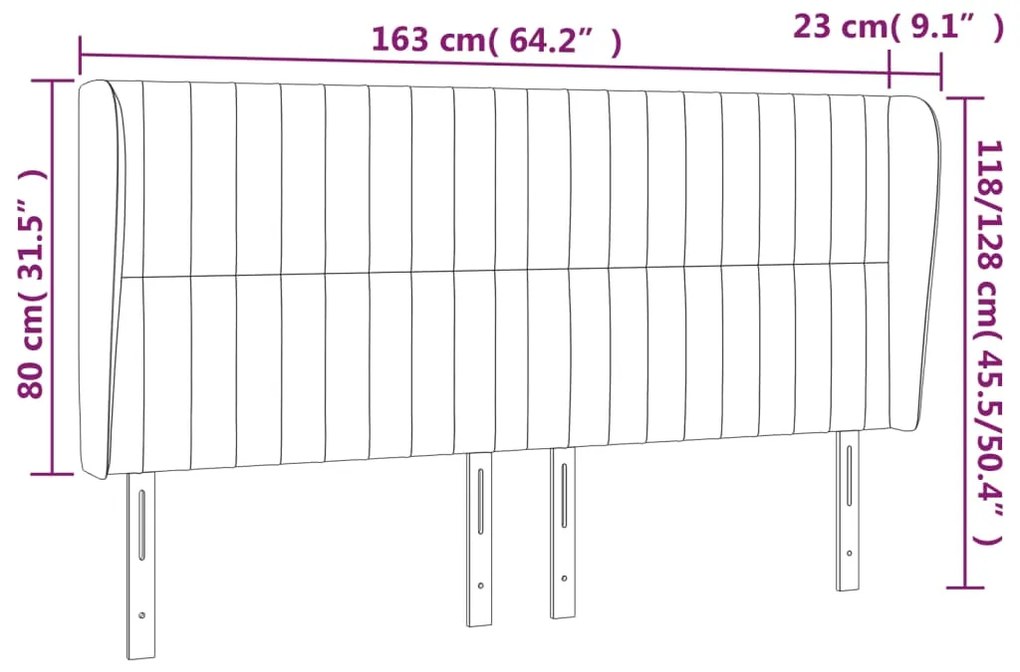 Cabeceira cama c/ abas tecido 163x23x118/128 cm castanho-escuro