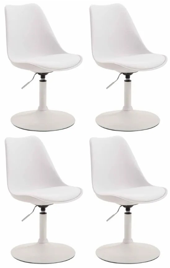 Conjunto de 4 cadeiras de sala de jantar Maverick em plástico com estrutura branca 76-81 x 48 x 57 cm Branco