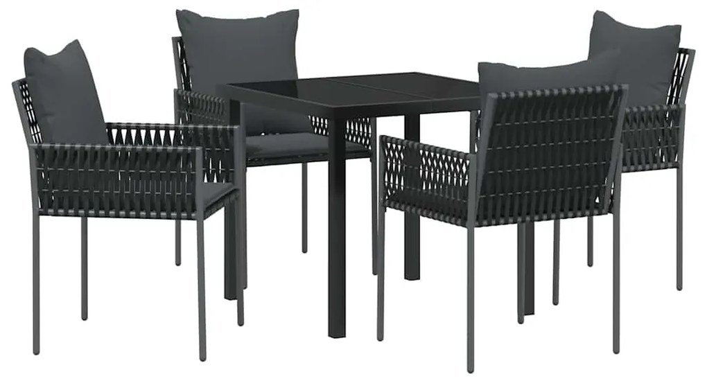 Conjunto de Jantar de Jardim 5 Peças com Almofadas e Cadeiras de Poli