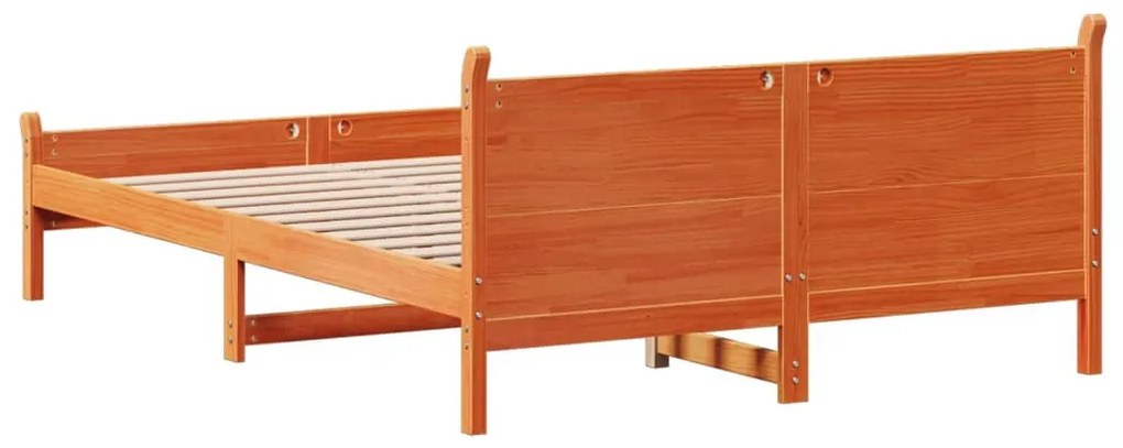 Cama sem colchão 120x200 cm madeira pinho maciça castanho-mel